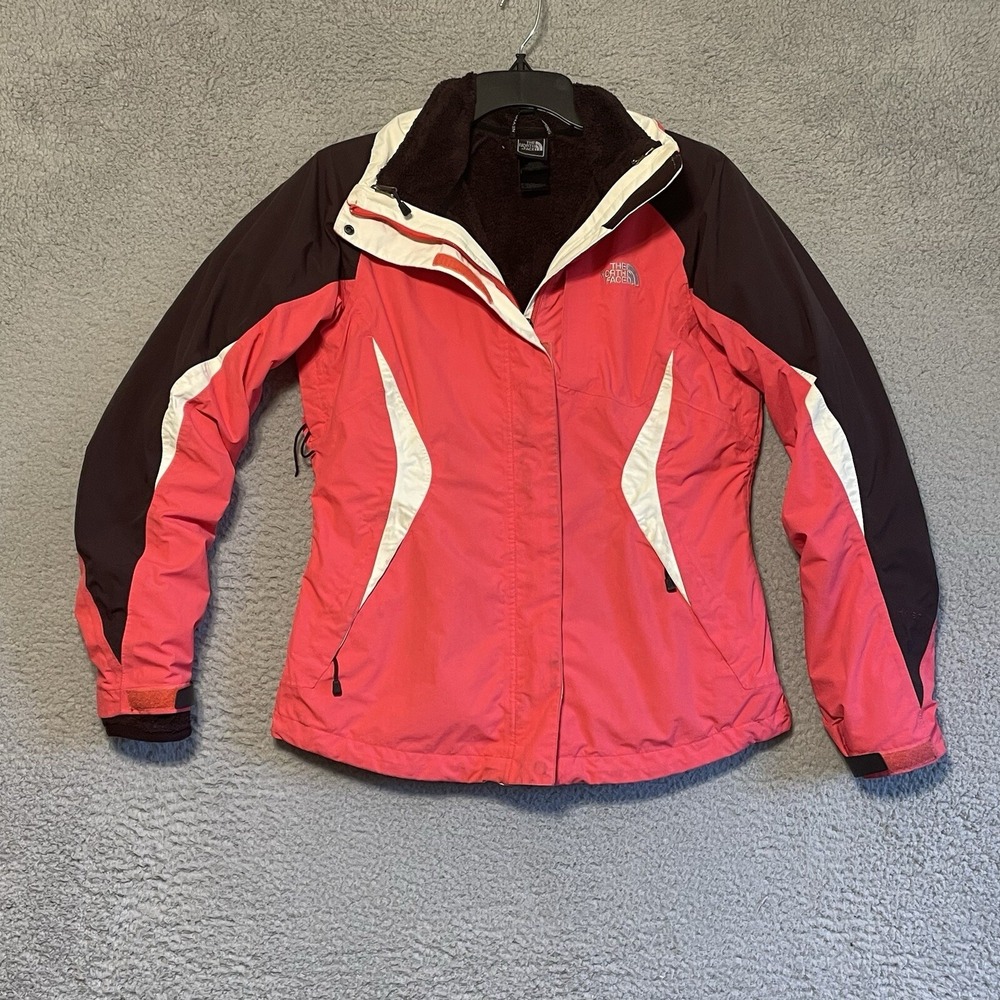 The North Face Womens Hyvent Winter Jacket Small Pink No Hood W/ Fleece Stained